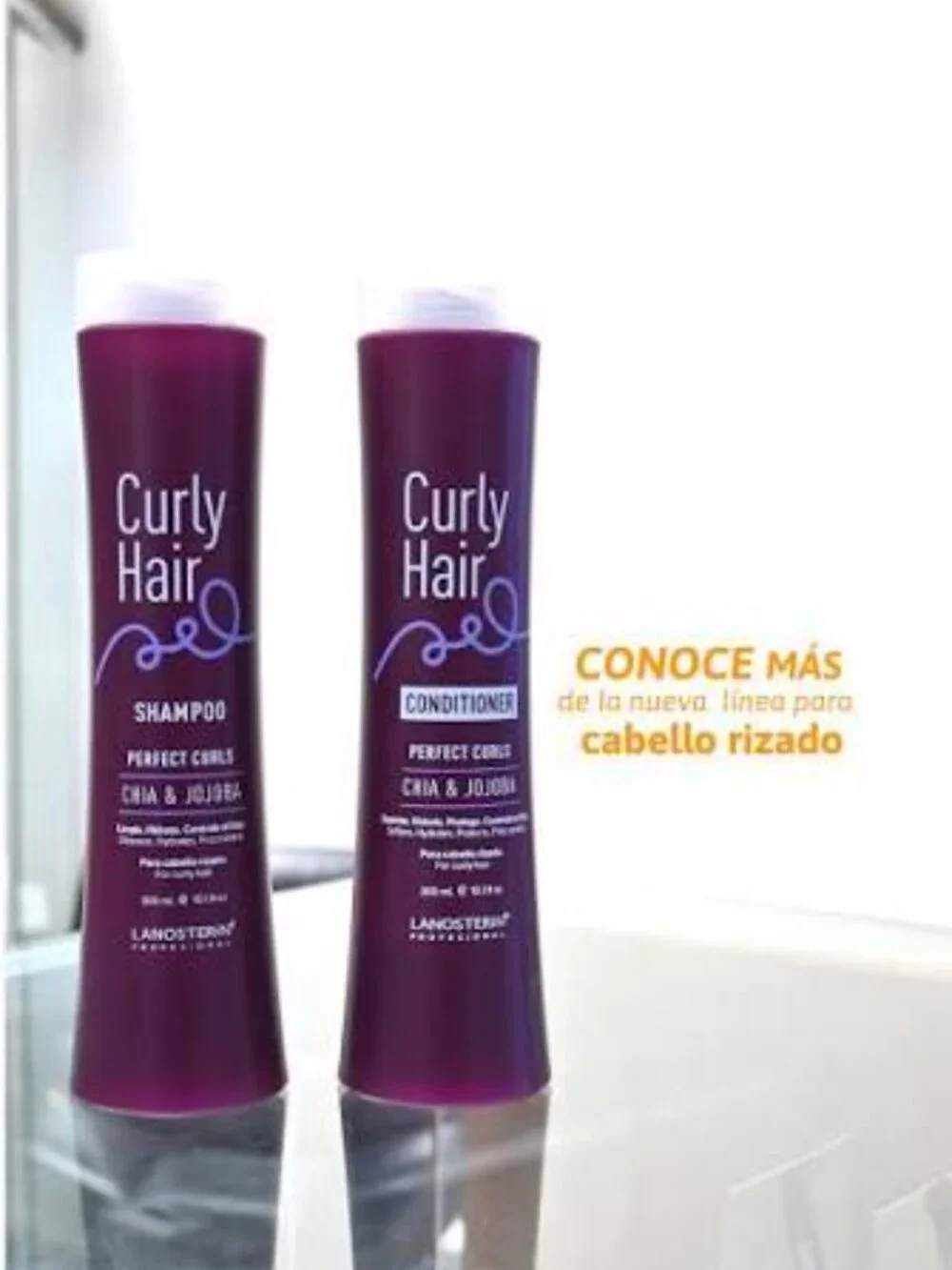 Lanosterín Professional Curly Hair Set: Shampoo + Conditioner (Chia & Jojoba)